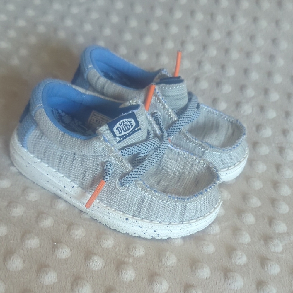 Hey Dude Kids' Light Blue and White Sneakers